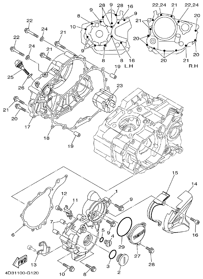 Yamaha 250RAP CRANKCASE COVER 1 parts diagram